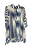 Blue Striped Half Button Dress