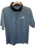 Cutter & Buck Navy and Columbia Micro Stripe Men's Polo