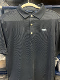 Cutter and Buck Navy with fine white stripe with small Gator