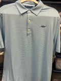 Cutter and Buck LIght Blue with double fine white stripe with small Gator