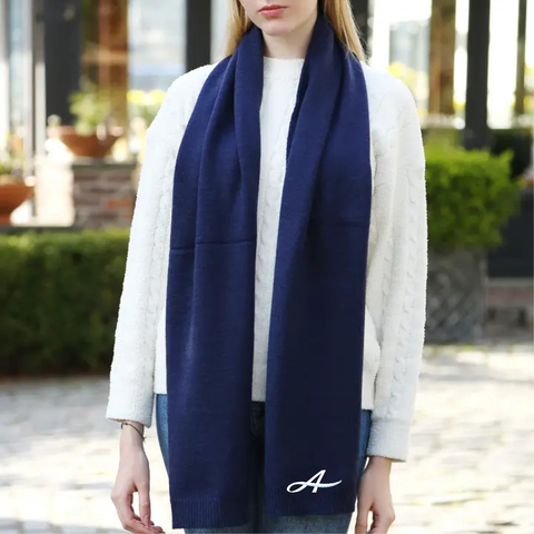 Navy Scarf with "A"