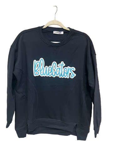 Ladies Sequin Navy Blue Gators Sweatshirt