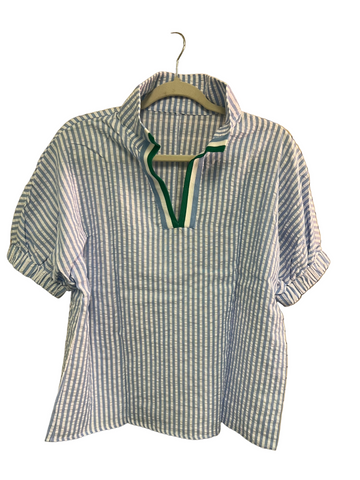 Sky Blue Striped Top